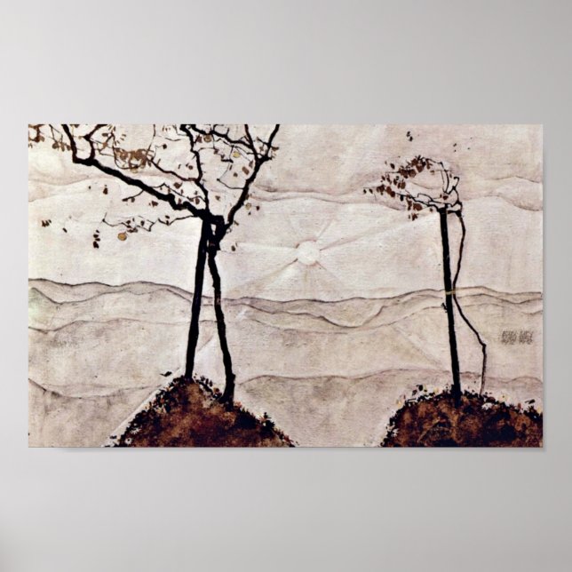 Egon Schiele - sol och träd hösten Poster (Framsidan)