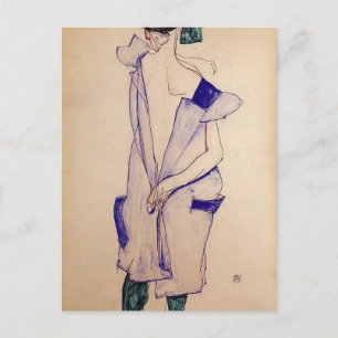 Egon Schiele - Stående flicka i en blå och Grönt Vykort