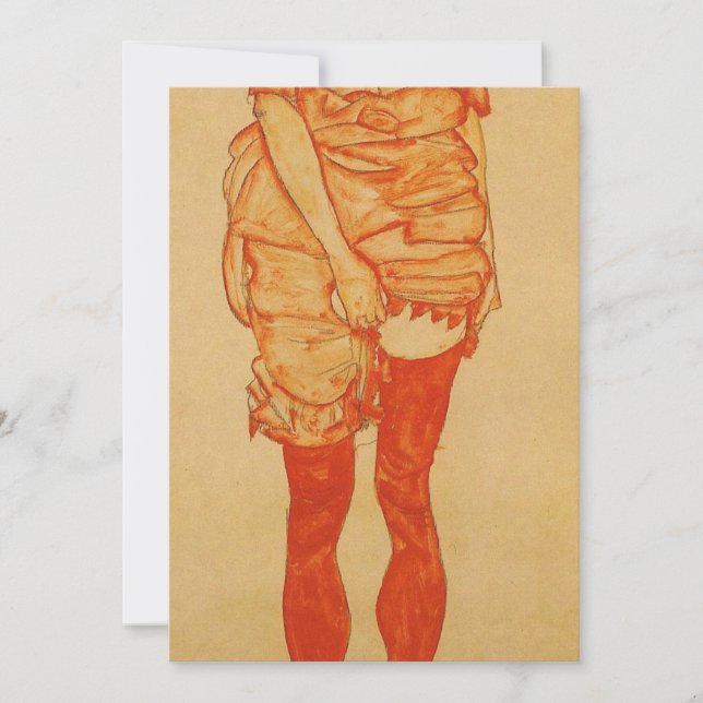 Egon Schiele - Ständiga kvinnor i rött 1913 Meddelande (Framsida)