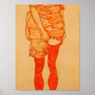 Egon Schiele - Ständiga kvinnor i rött 1913 Poster