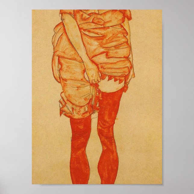 Egon Schiele - Ständiga kvinnor i rött 1913 Poster (Framsidan)