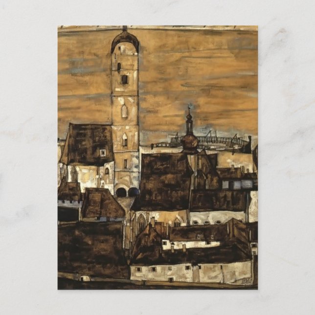 Egon Schiele-Stein on the Donau, från Kreuzberg Vykort (Framsida)