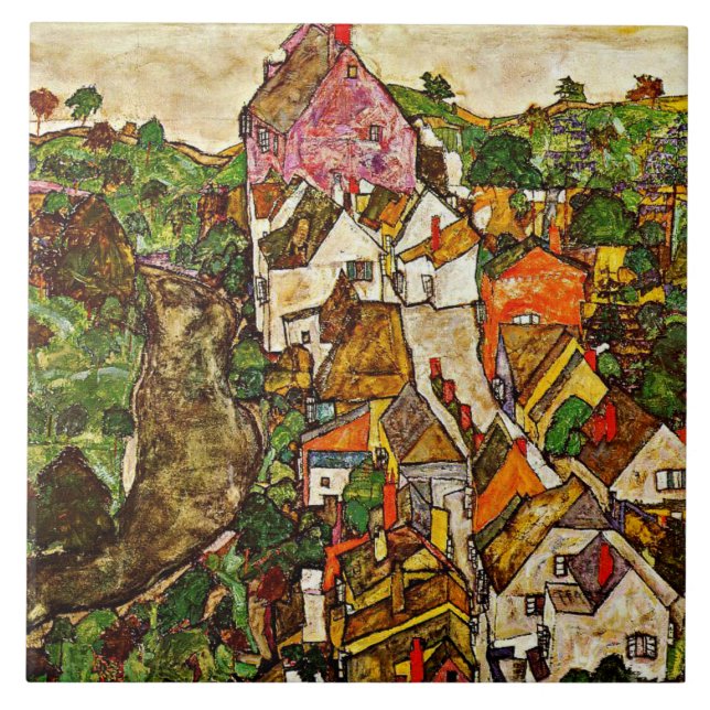 Egon Schiele - Stein on the Donau Kakelplatta (Framsidan)