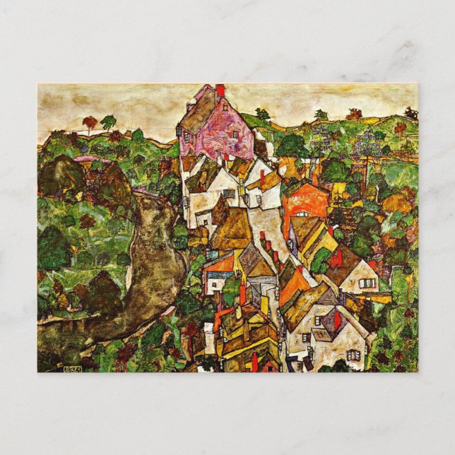 Egon Schiele - Stein on the Donau Vykort (Framsida)