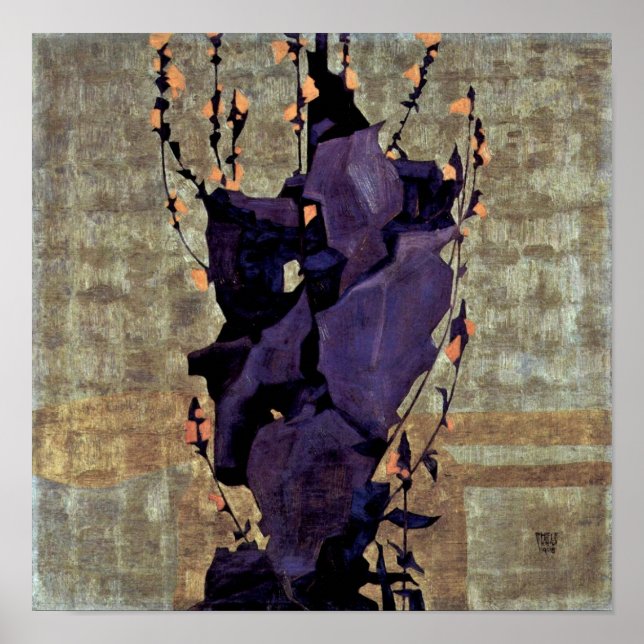 Egon Schiele - Stiliserade blommor lever fortfaran Poster (Framsidan)