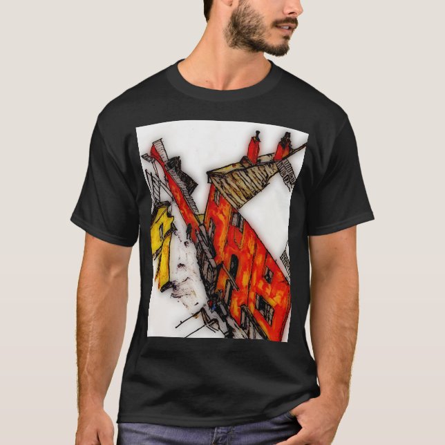Egon Schiele Street in Krumau 1917 T Shirt (Framsida)