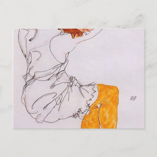 Egon Schiele- The Sleeping Girl 1913 Vykort (Framsida)