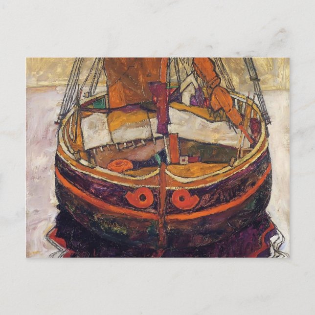 Egon Schiele- Trieste Fishing Boat Vykort (Framsida)
