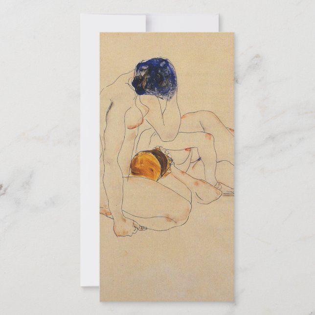 Egon Schiele - två vänner Julkort (Framsida)
