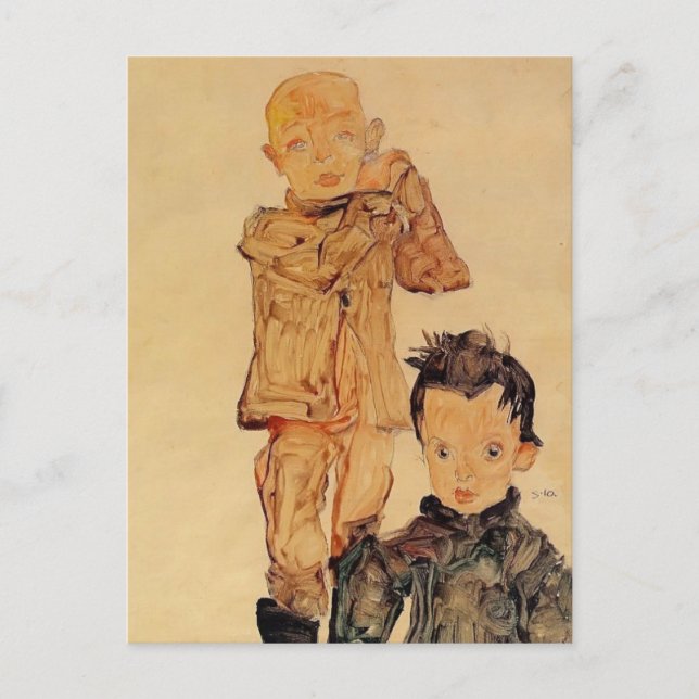 Egon Schiele- Two Boys Vykort (Framsida)