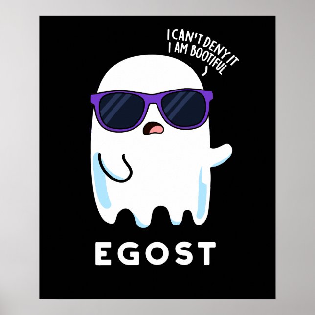 Egost Funny Halloween Ego Ghost Pun Mörk BG Poster (Framsidan)