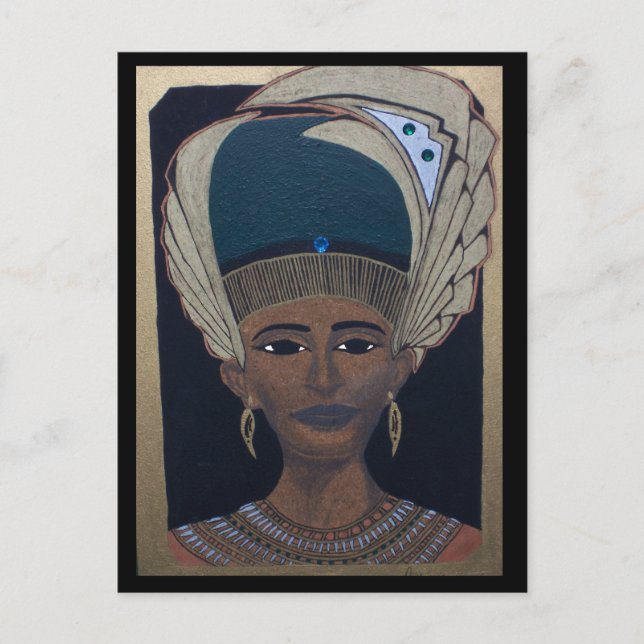 EGPTIAN QUEEN ON WOOD POSTCARD VYKORT (Framsida)