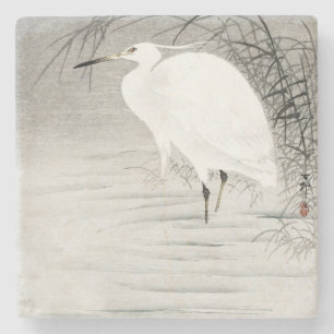 Egret Asian Art Coastal Bird Stenunderlägg