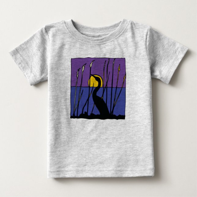 Egret between Reeds Baby Tee (Framsida)