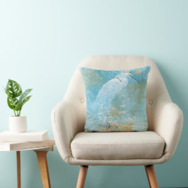 Egret Bird Coastal Beach Art Kudde