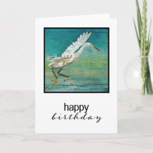 Egret Bird Gorgous Payed Coastal Beach Art Kort