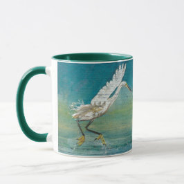 Egret Bird Ocean Teal Art Mugg