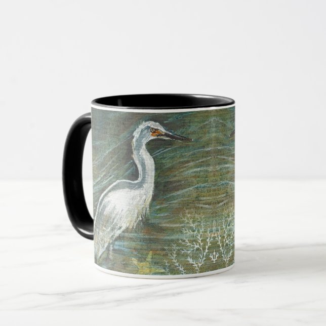 Egret Bird Vatten Art Mugg (Framsida vänster)