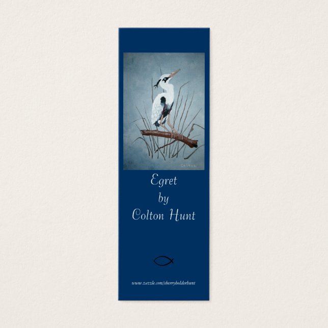 Egret Bookmark av Colton Hunt Litet Visitkort (Framsidan)
