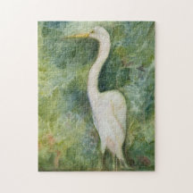 Egret-fågel i djungeln Garza blanca Puzzle