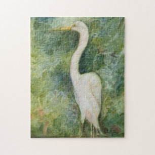 Egret-fågel i djungeln Garza blanca Puzzle Pussel