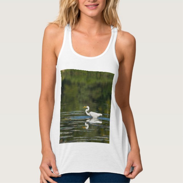 Egret Fish Feast Linne Med Racerback (Framsida)