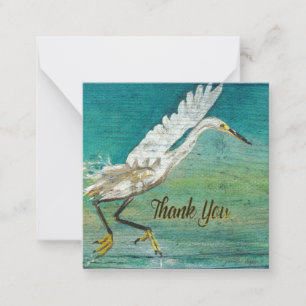 Egret Gorgous Bird Beach House Tack Anteckningskort