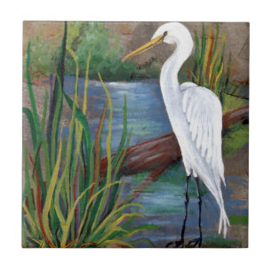 Egret i flodarm kakelplatta