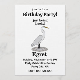 Egret Lucky Bird Birthday Party Inbjudningar