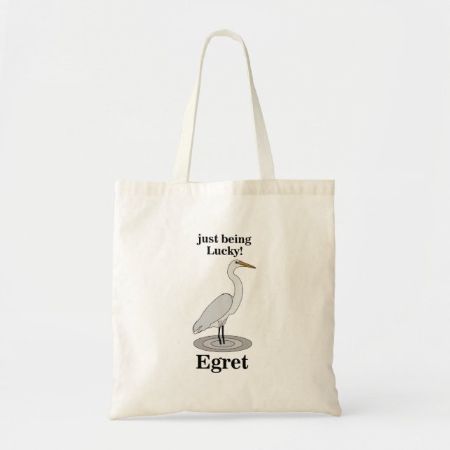 Egret Lucky Bird Tote Bag Tygkasse (Framsidan)