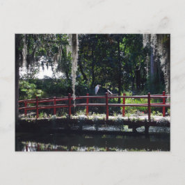Egret on Red Bridge-vykort Vykort