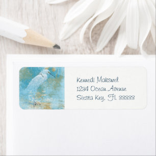 Egret Painting Art Returadress Etikett