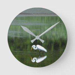 Egret Reflection Acrylic Wall Clock Rund Klocka