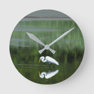 Egret Reflection Acrylic Wall Clock Rund Klocka