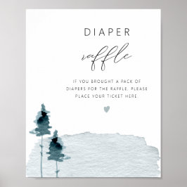 EGRET Rustic Slate Blue Diaper Raffle Game Poster
