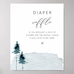 EGRET Rustic Slate Blue Diaper Raffle Game Poster