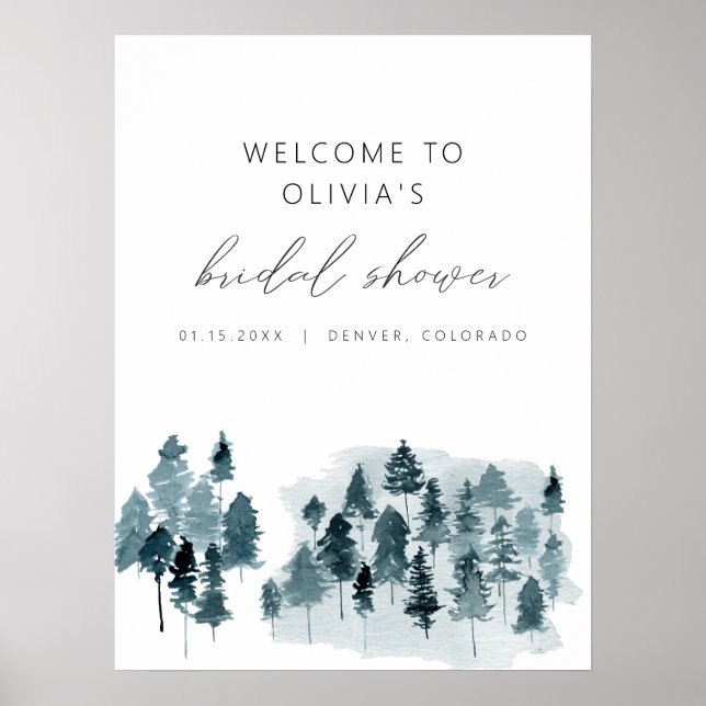 EGRET Rustik Vinter Bröllopsdusch Välkomst Skum Bo Poster (Framsidan)