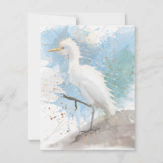Egret, vattenfärg vykort