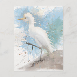 Egret, vattenfärg vykort