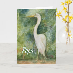 Egret white bird Pappa Spansk födelsedagskort Kort