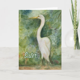 Egret white bird wilderness Bister Birthday Card Kort