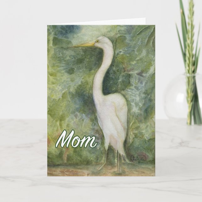 Egret white Birthday Card Mamma Kort (Framsida)