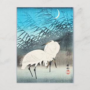 Egrets and Reeds, bra art av Ohara Koson Vykort