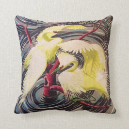 Egrets Barkcloth Repro Dekorativ kudde