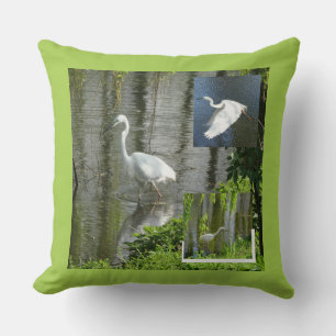 Egrets Photo Collage Dekorativ kudde