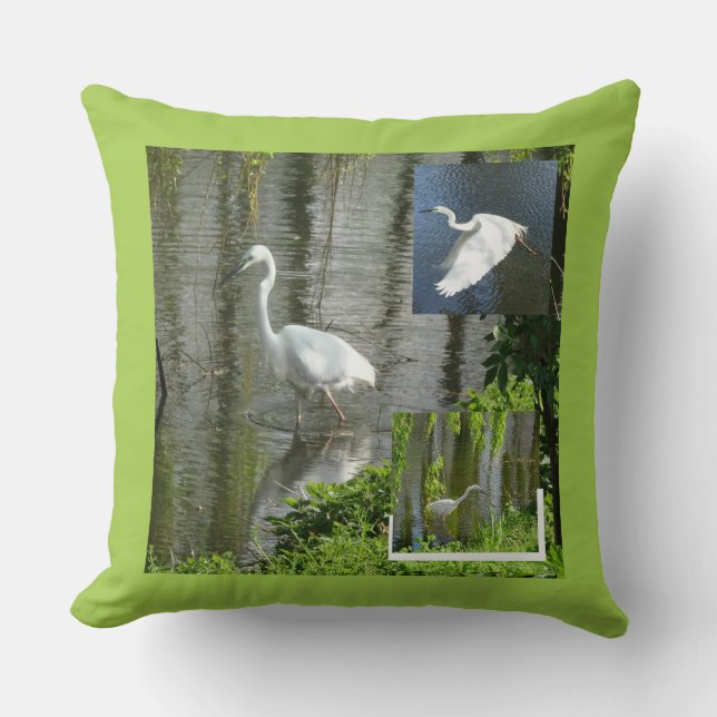 Egrets Photo Collage Dekorativ kudde (Framsida)