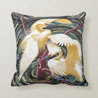 Egrets - Vintage Barkcloth Design Repro Kudde
