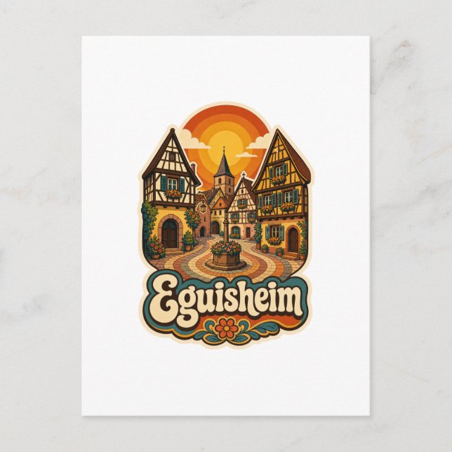 Eguisheim Alsace Frankrike Retro Resa Postkort Vykort (Framsida)