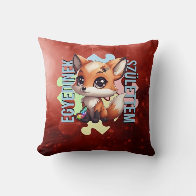 Egyedinek születtem – kedves róka design kudde (Framsida)