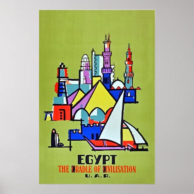 Egypt Art Travel Poster Egyptian Print (Framsidan)